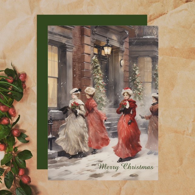 Watercolor Victorian Era Christmas Holiday Card (Creator Uploaded)