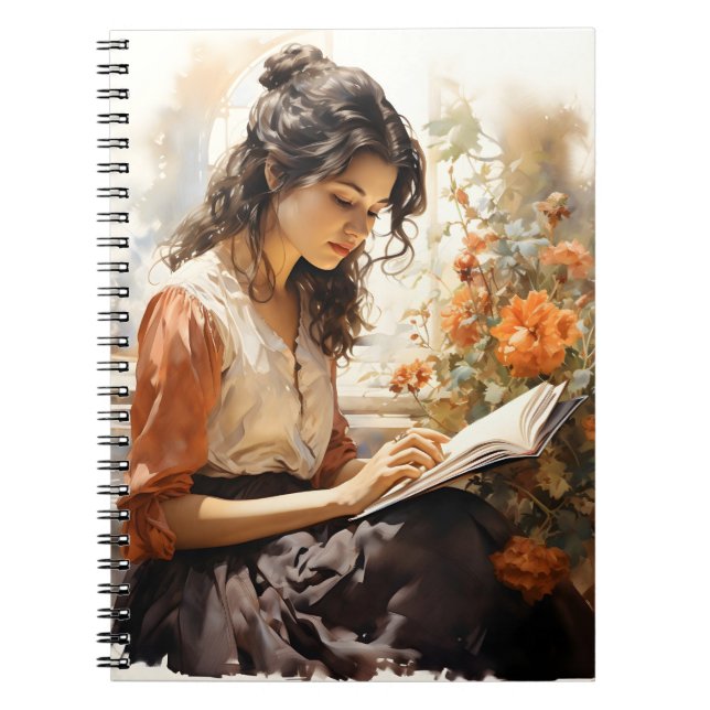 Watercolor Victorian Woman Reading A Book  (Front)