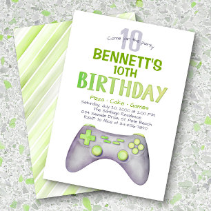 Watercolor Video Game Birthday Invitation