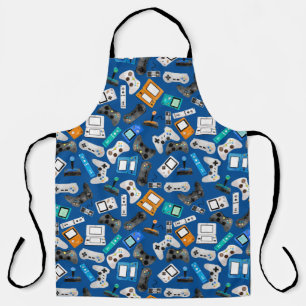 Watercolor Video Game Controllers Gaming Pattern Apron
