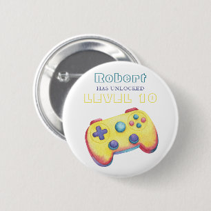 Watercolor Video Game Kids Birthday 6 Cm Round Badge
