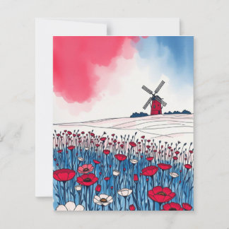 Watercolor View of Windmill