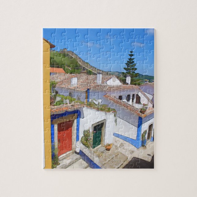 Watercolor village jigsaw puzzle (Vertical)