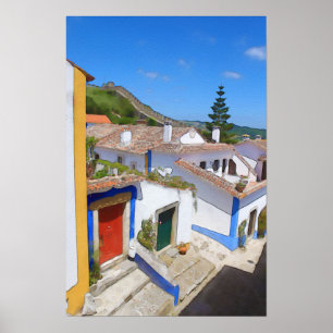 Watercolor village poster