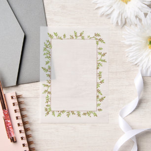 Watercolor Vine Pretty Photo or Text Frame Vellum Invitations