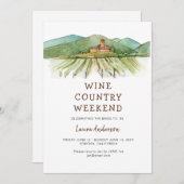 Watercolor Vineyard Bachelorette weekend  Invitation (Front/Back)