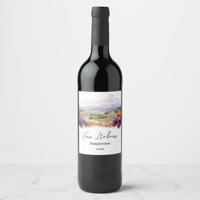 Watercolor Vineyard Wine Label (Front)