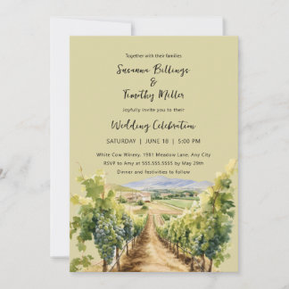 Watercolor Vineyard with RSVP wedding invitation