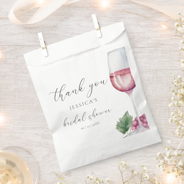 Watercolor Vino before Vows Bridal Shower  Favour Bag (Clipped)