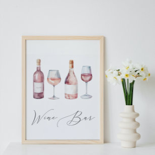 Watercolor Vino before Vows Wine Bar Sign
