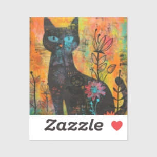 Watercolor Vintage Abstract Cat (9)