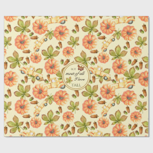 Watercolor Vintage Autumn Pattern Wrapping Paper