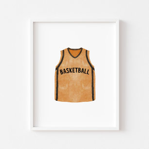 Watercolor vintage basketball uniform poster