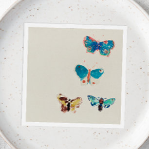 Watercolor vintage blue butterflies. Odilon Redon Napkin