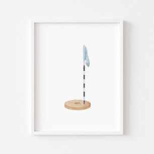Watercolor vintage blue golf hole poster