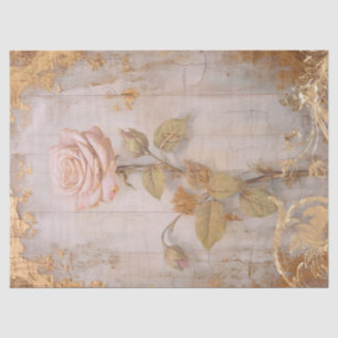 Watercolor vintage blush roses gold foil ornaments tissue paper