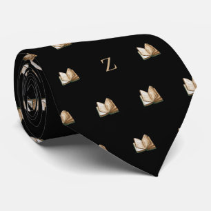 Watercolor Vintage Book Monogrammed Initials Black Tie