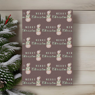 Watercolor Vintage Candy Snowman Christmas Tissue Paper