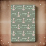 Watercolor Vintage Candy Snowman Christmas Tissue Paper<br><div class="desc">A hand-painted watercolor charming vintage candy snowman on stylish Christmas tissue paper in soft sage</div>