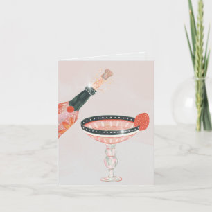 Watercolor vintage champagne glass card