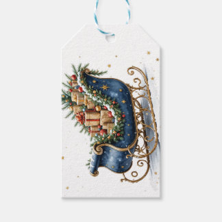 Watercolor Vintage Christmas Sleigh Gift Tags