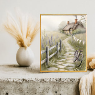 Watercolor Vintage Country Art Print Cottagecore