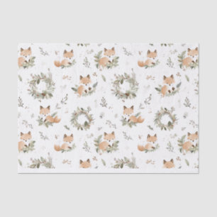 Watercolor Vintage cute fox Christmas pattern Tissue Paper