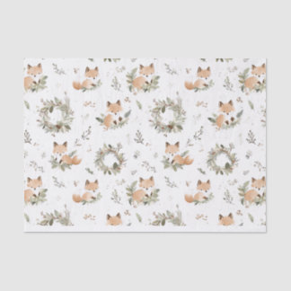 Watercolor Vintage cute fox Christmas pattern Tissue Paper