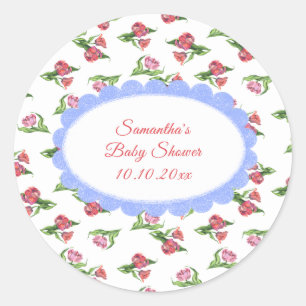Watercolor vintage Flowers Baby Shower Classic Round Sticker