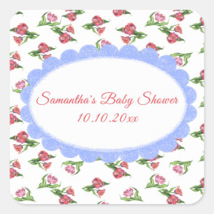 Watercolor vintage Flowers Baby Shower Square Sticker