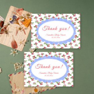 Watercolor vintage Flowers Baby Shower Thank you Card