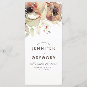 Watercolor Vintage Flowers Fall Wedding Programs