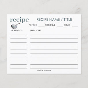 Watercolor Vintage Frying Pan Recipe Card