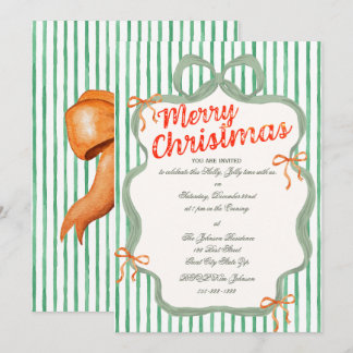 Watercolor Vintage Hand Drawn Style Christmas Invitation