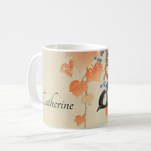 Watercolor Vintage Japanese Bird Print Coffee Mug