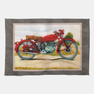 Watercolor Vintage Motorcycle Tea Towel