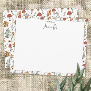 Watercolor Vintage Mushroom Fern Botanical Pattern Card