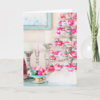 Watercolor Vintage Ornament Christmas Tree Card