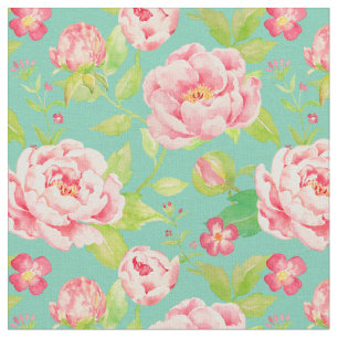 Watercolor Vintage Pink Peony Fabric