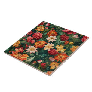 Watercolor Vintage Popular Floral Collection Ceramic Tile