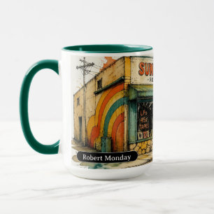 Watercolor Vintage Record Store Art Mug