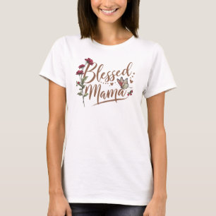 Watercolor vintage red roses Blesses Mama  T-Shirt