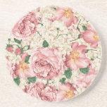 Watercolor Vintage Rose and Hydrangea Pattern Coaster<br><div class="desc">Add a botanical accent to your home with this floral coster. It features watercolor pink and ivory roses,  peonies and hydrangeas. Perfect for living rooms,  bedrooms and more. Matching items are available.</div>