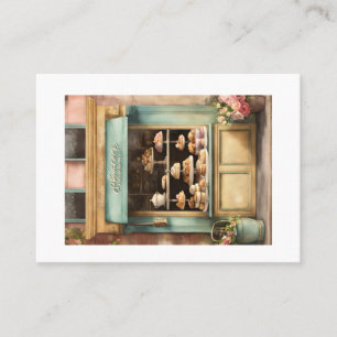 "Watercolor Vintage Rustic Bakery Storefronts Clip Business Card
