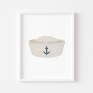 Watercolor vintage sailor hat poster