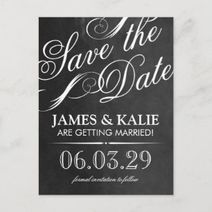 Watercolor Vintage Script Save the Date Announcement Postcard