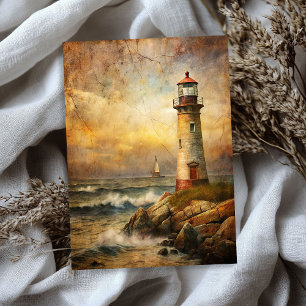 Watercolor vintage sea light house sunrise tissue paper
