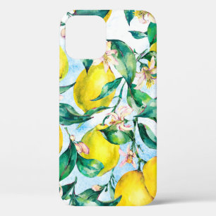 Watercolor vintage seamless pattern, branch of fr iPhone 12 case