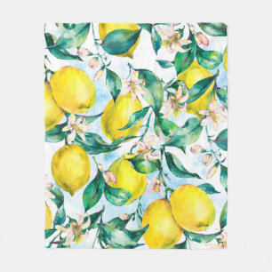 Watercolor vintage seamless pattern,branch of fres fleece blanket
