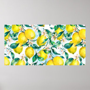 Watercolor vintage seamless pattern,branch of fres poster